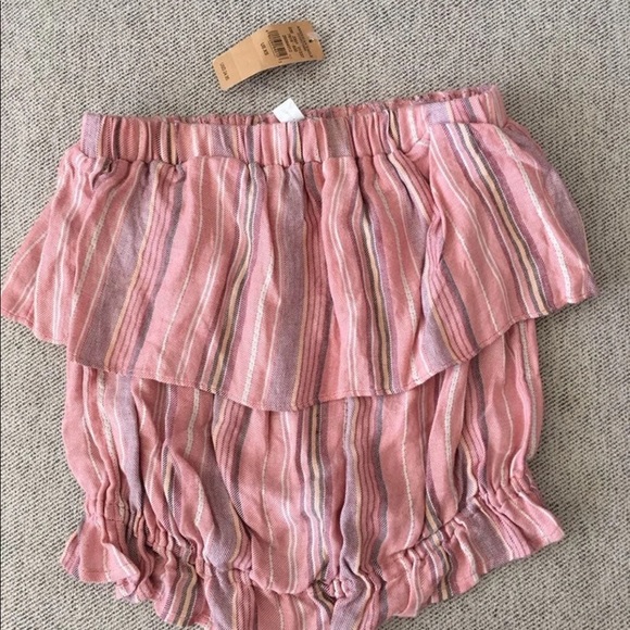 Pink striped tube top with flutter detail - Picture 2 of 2